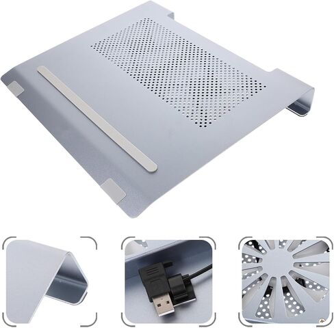 NUOBESTY Aluminum Laptop Cooling Pad Stand with USB Fan for Notebooks Up to Mesh Elevated Cooler Rack for Improved Posture and Heat Dissipation in Saudi Arabia