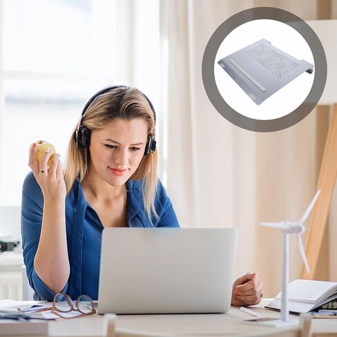NUOBESTY Aluminum Laptop Cooling Pad Stand with USB Fan for Notebooks Up to Mesh Elevated Cooler Rack for Improved Posture and Heat Dissipation in Saudi Arabia
