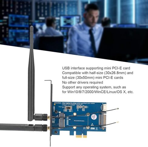 محول بطاقة سطح المكتب مع فتحة SIM، محول بطاقة Pcie صغير إلى Pcie 1X، دعم وبطاقة شبكة كومبو، هوائي ثنائي النطاق 2.4 جيجا هرتز 5 جيجا هرتز in Kuwait