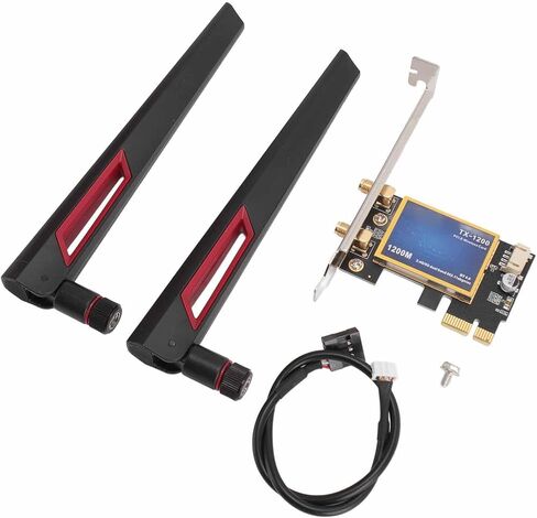 بطاقة Focket WiFi 7260AC، محول لاسلكي PCIe X1 ثنائي النطاق بسرعة 1200 ميجا بت في الثانية مع هوائي 10dBi للكمبيوتر المكتبي in Kuwait