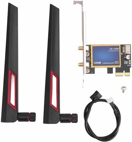 بطاقة Focket WiFi 7260AC، محول لاسلكي PCIe X1 ثنائي النطاق بسرعة 1200 ميجا بت في الثانية مع هوائي 10dBi للكمبيوتر المكتبي in Kuwait