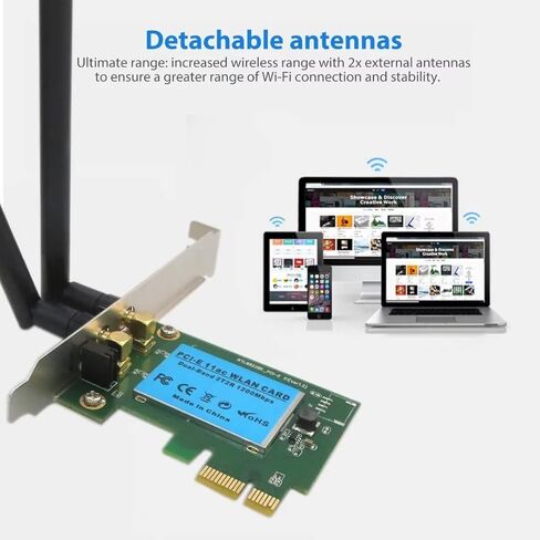 1200Mbps Wireless WiFi Card 2.4G/5G Dual Band Network Adapter for Desktop PCI-E X1/X4/X8/X16, 2.X,1.X, and 3.X in Saudi Arabia