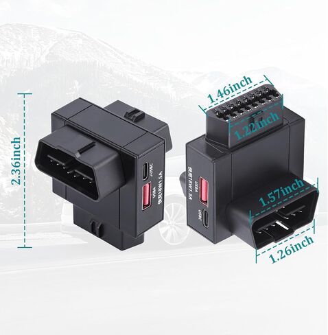 محول مقسم obd2 1 إلى 2 مع مفتاح قطع الطاقة بضغطة واحدة وشحن سريع USB بقدرة 18 وات وموسع منفذ obd للسيارة بـ 16 سنًا لأدوات التشخيص (أعلى) in Saudi Arabia