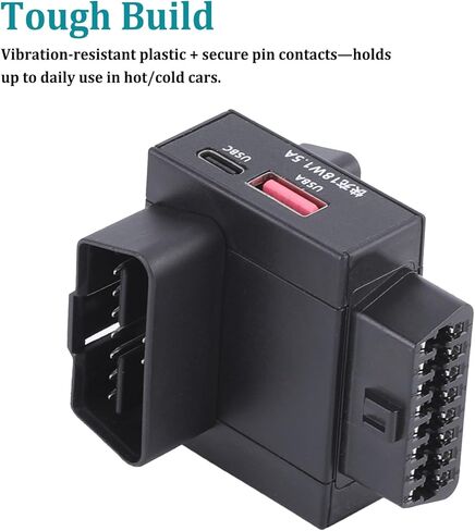 محول مقسم obd2 1 إلى 2 مع مفتاح قطع الطاقة بضغطة واحدة وشحن سريع USB بقدرة 18 وات وموسع منفذ obd للسيارة بـ 16 سنًا لأدوات التشخيص (أعلى) in Saudi Arabia