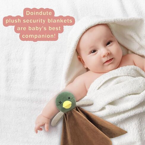 بطانية أمان الحيوانات المحشوة الناعمة من Baby Mallard Duck، بطانية محببة من القطيفة على شكل بطة خضراء، هدية استحمام الطفل/الحضانة، بطانية تحاضن للأطفال حديثي الولادة للأولاد والبنات، 35.56 سم in Saudi Arabia
