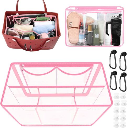Clear Beach Bag Organizer Accessories for Bogg Bags Organizer Insert Bag Waterproof Compatible with X Large Size Bogg Bags, Organizing and Divide Space, Clear-Black in Saudi Arabia
