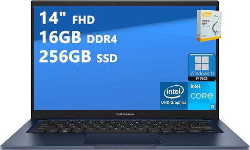 كمبيوتر محمول للأعمال ASUS VivoBook 14 | 14 بوصة FHD مضادة للتوهج | Intel Hexa-Core i3-1215U (>i7-1165G7) | 16 جيجابايت DDR4 512 جيجابايت SSD | كاميرا خصوصية من النوع C SonicMaster Win11 أزرق مع ملحق DLCA in Kuwait