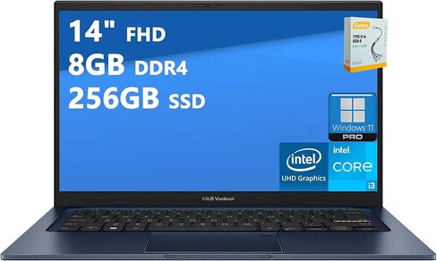 كمبيوتر محمول للأعمال ASUS VivoBook 14 | 14 بوصة FHD مضادة للتوهج | Intel Hexa-Core i3-1215U (>i7-1165G7) | 16 جيجابايت DDR4 512 جيجابايت SSD | كاميرا خصوصية من النوع C SonicMaster Win11 أزرق مع ملحق DLCA in Kuwait