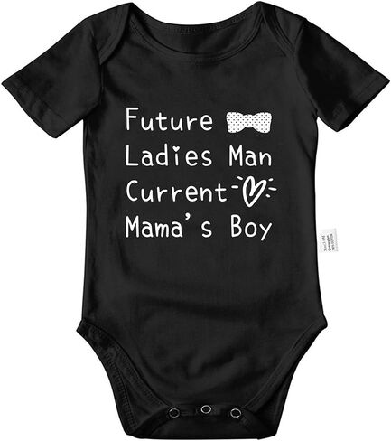 بدلة رياضية للأولاد من Future Ladies Man Current Mama's Boy، ملابس أطفال محايدة للجنسين، ملابس بذلة بأكمام قصيرة للرضع in Kuwait