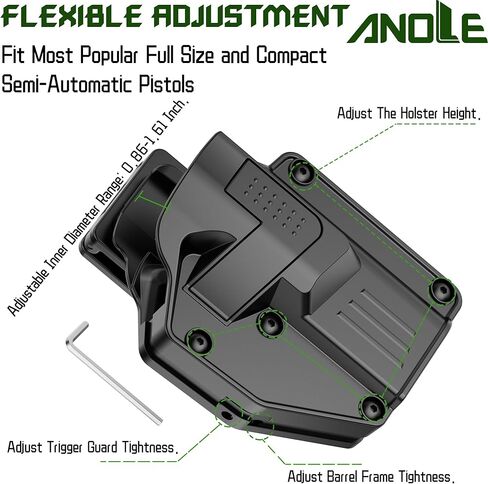 Universal Holster for Most Popular Full Size and Compact Pistols, Fit Glock | S&W | Sig Sauer | Ruger | Taurus | Beretta | CZ | Walther | Browning | Colt | H&K | Bersa | Canik Gun, Right Hand in Saudi Arabia