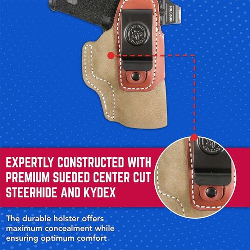 DeSantis Transit IWB Gun Holster- Concealed Carry Holster, Fits the GLOCK 19/19 Gen 5/19X/23/32/36/45/48, S/A XD9/XD40/XDM 3.8, Walther P99, SIG P228/P229/P239, H&K VP9 - Ambidextrous, Tan in Saudi Arabia