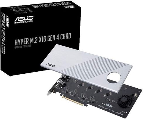 ASUS Hyper M.2 X16 PCIe 4.0 X4 Expansion Card Supports 4 NVMe M.2 (2242/2260/2280/22110) up to 256Gbps for AMD 3rd Ryzen sTRX40, AM4 Socket and Intel VROC NVMe Raid (Renewed) in Saudi Arabia