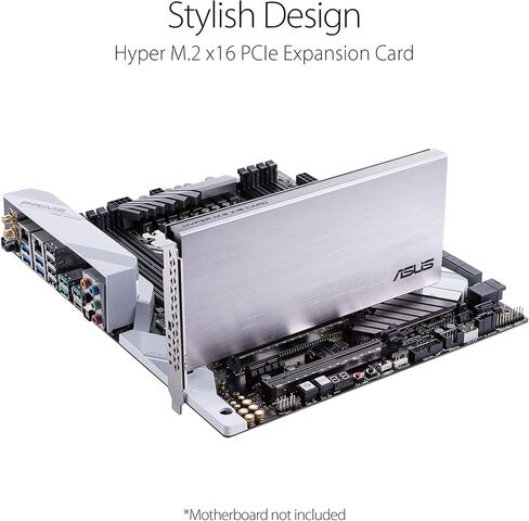 ASUS Hyper M.2 X16 PCIe 4.0 X4 Expansion Card Supports 4 NVMe M.2 (2242/2260/2280/22110) up to 256Gbps for AMD 3rd Ryzen sTRX40, AM4 Socket and Intel VROC NVMe Raid (Renewed) in Saudi Arabia