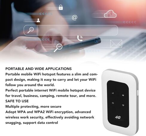 4G LTE Mobile Hotspot, Mobile Wi Fi Router, 150Mbps High Speed, Support 10 Users Connections, Portable 2100mAh 4G Wi Fi Hotspot for Laptop Car Travel Camping in Saudi Arabia