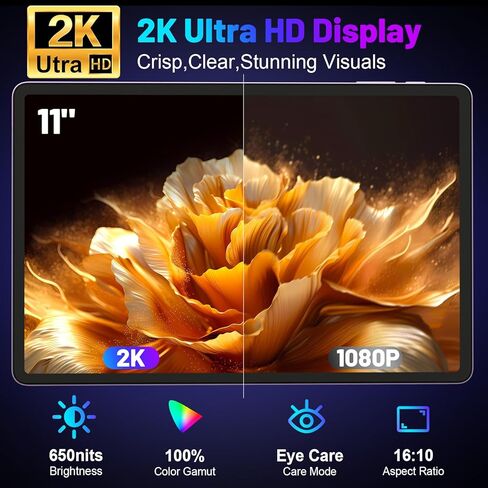جهاز لوحي Android 14 مقاس 11 بوصة، وذاكرة وصول عشوائي 18 جيجابايت وذاكرة تخزين داخلية 128 جيجابايت وسعة 1 تيرابايت قابلة للتوسيع، وحدة معالجة مركزية ثماني النواة بسرعة 2.0 جيجا هرتز، وشبكة WiFi 5G، وشاشة 2K، وكاميرا بدقة 13 ميجابكسل + 5 ميجابكسل + 5 ميجاب in Kuwait
