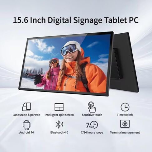 Slim Edge 15.6 بوصة Android 14 RK3576S لافتات رقمية ثماني النواة، تابلت بشاشة تعمل باللمس 1080P IPS مع POE، شاشة مراقبة لوحة تحكم Google Smart Home (لا توجد بطارية ولا كاميرا) (أبيض) in Kuwait