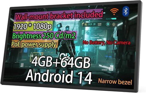 Slim Edge 15.6 بوصة Android 14 RK3576S لافتات رقمية ثماني النواة، تابلت بشاشة تعمل باللمس 1080P IPS مع POE، شاشة مراقبة لوحة تحكم Google Smart Home (لا توجد بطارية ولا كاميرا) (أبيض) in Kuwait