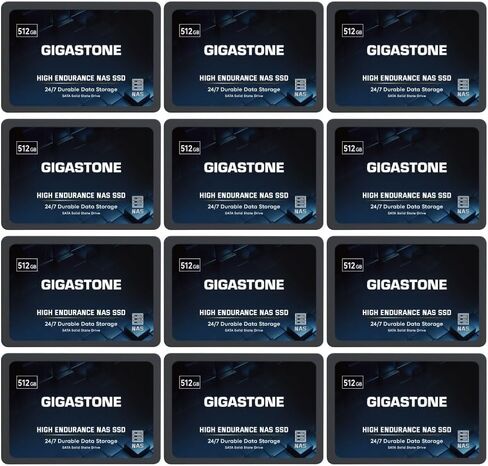 Gigastone 【NAS Only】 512GB NAS SSD Drive (12-Pack) 24/7 Durable TLC High Endurance RAID Data Storage Network Attached Storage 2.5" SATA Internal Solid State Hard Drives in Kuwait