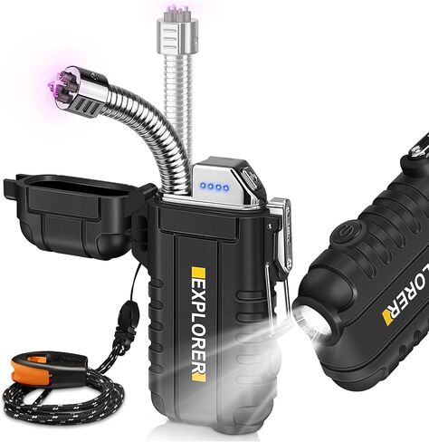 ولاعة لافاجيت USB C قابلة لإعادة الشحن، رقبة مرنة 360 درجة، مقاومة للرياح والماء، ولاعات قوس كهربائية للشموع والتخييم in Kuwait