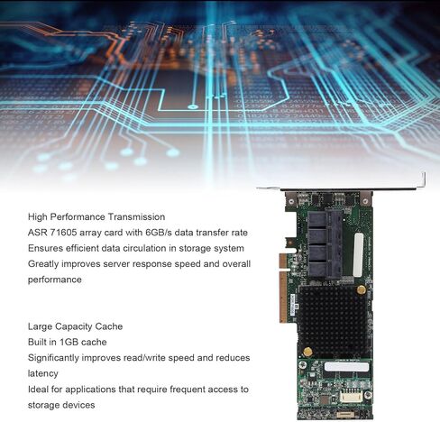 بطاقة مصفوفة SAS RAID، بطاقة مصفوفة 71605، ذاكرة تخزين مؤقت 1 جيجابايت، 6 جيجابايت PCIe X8، توسيع 4 منافذ 8643، بطاقة تحكم SAS RAID لنقل البيانات بشكل أسرع in Kuwait