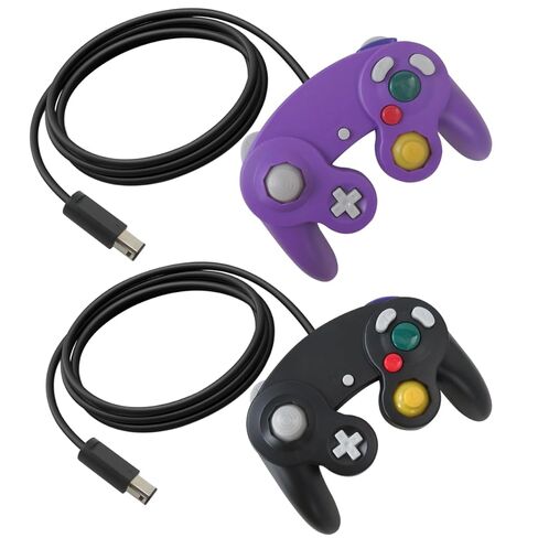 Icelily 2-Pack Wired Controllers for GameCube/Wii – Extend to for Switch/PC/Wii U via Adapter*, Upgraded Rumble, Plug & Play, Ideal for Super Smash Bros & Family Game Nights(Black& Blue) in Saudi Arabia