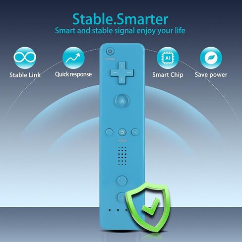 وحدة تحكم عن بعد بديلة من ZWP لجهاز Wii & Wii U، مدمجة 2 في 1 موشن بلس مع حافظة من السيليكون ونونشوك (أزرق) in Kuwait
