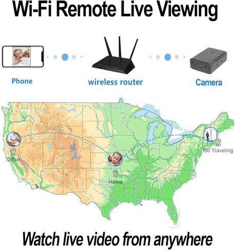 كاميرا مراقبة W-Mini مع بطاقة SD سعة 64 جيجابايت، بطارية مدمجة، فيديو عالي الدقة، رؤية ليلية، كشف الحركة، تخزين سحابي، واي فاي وكاميرا داخلية غير متصلة بالإنترنت للمنزل والمكتب ومراقبة السيارة والمزيد in Kuwait