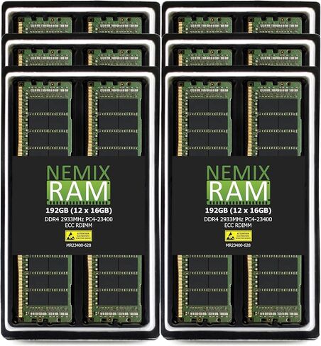 NEMIX RAM 64GB (4X16GB) DDR4 2933MHZ PC4-23400 2Rx8 1.2V CL21 288-PIN ECC RDIMM مجموعة ذاكرة الخادم المسجلة in Saudi Arabia