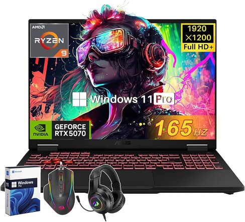 كمبيوتر محمول للألعاب ASUS TUF A16، AMD Ryzen 9 270 (حتى 5.2 جيجا هرتز)، NVIDIA GeForce RTX 5070، شاشة 16 بوصة FHD + 165 هرتز 300Nits، 64 جيجا DDR5، 1 تيرابايت SSD، لوحة مفاتيح بإضاءة خلفية، Windows 11 Pro، WiFi 6E، مع ملحقات in Kuwait