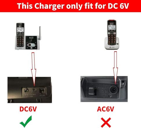 شاحن MEROM DC 6V لـ AT&T Vtech S0051V0600040 S005IU0600060 S005IU0600040 U060040D S003GU0600010 SIL LS6115 CL80101 ML17959 CL83207 CL82307 هاتف لاسلكي DC6V Power محول (ليس تيار متردد 6 فولت) in Kuwait