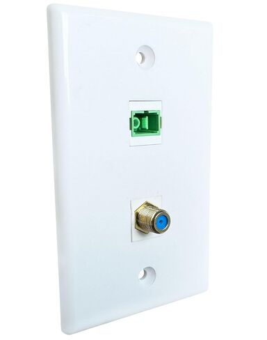 لوحة حائط من الألياف الضوئية، Simplex، مع منفذ Gold Coax، وحامل تثبيت منخفض الجهد متضمن، لـ SC/APC - أبيض in Saudi Arabia