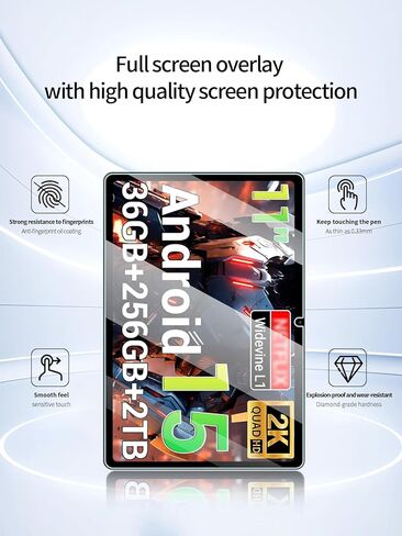 واقي شاشة لجهاز WITFOCUS M148 Android 15 11 بوصة، مضاد للخدش 9H حساس للمس، حواف مستديرة 2.5D خالية من الفقاعات، سهل التركيب، عبوتان. in Kuwait
