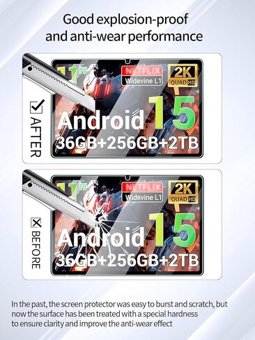 واقي شاشة لجهاز WITFOCUS M148 Android 15 11 بوصة، مضاد للخدش 9H حساس للمس، حواف مستديرة 2.5D خالية من الفقاعات، سهل التركيب، عبوتان. in Kuwait