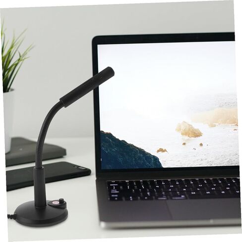 Alipis Desktop Microphone 3.5mm Chat Mic with Base for PC Laptop, Portable Plastic Microphone for Voice Recording and Game Streaming, Black Tabletop Mic for Online Meeting and Real- in Kuwait