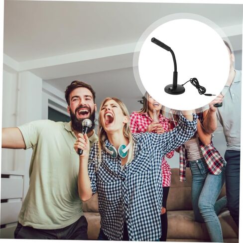 Alipis Desktop Microphone 3.5mm Chat Mic with Base for PC Laptop, Portable Plastic Microphone for Voice Recording and Game Streaming, Black Tabletop Mic for Online Meeting and Real- in Kuwait