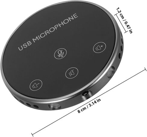 ميكروفون Vaguelly USB متعدد الاتجاهات للكمبيوتر والكمبيوتر المحمول، ميكروفون للمكالمات الجماعية بزاوية 360 درجة مع تصميم سطح المكتب، بث مباشر وملحقات الاجتماعات عبر الإنترنت، أسود in Kuwait