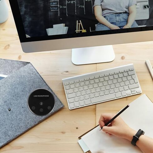 ميكروفون Vaguelly USB متعدد الاتجاهات للكمبيوتر والكمبيوتر المحمول، ميكروفون للمكالمات الجماعية بزاوية 360 درجة مع تصميم سطح المكتب، بث مباشر وملحقات الاجتماعات عبر الإنترنت، أسود in Kuwait