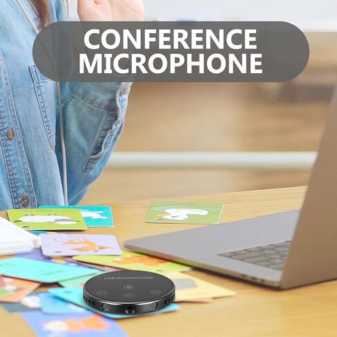 ميكروفون Vaguelly USB متعدد الاتجاهات للكمبيوتر والكمبيوتر المحمول، ميكروفون للمكالمات الجماعية بزاوية 360 درجة مع تصميم سطح المكتب، بث مباشر وملحقات الاجتماعات عبر الإنترنت، أسود in Kuwait
