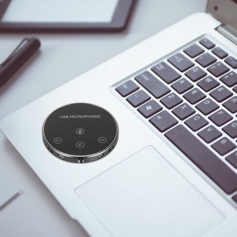 ميكروفون Vaguelly USB متعدد الاتجاهات للكمبيوتر والكمبيوتر المحمول، ميكروفون للمكالمات الجماعية بزاوية 360 درجة مع تصميم سطح المكتب، بث مباشر وملحقات الاجتماعات عبر الإنترنت، أسود in Kuwait