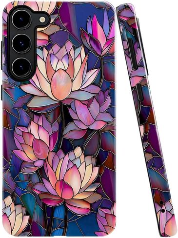 Case for Samsung Galaxy S25 Ultra,Purple Floral Crow Bookshelf Phone Case Drop Resistant Glossy 2 in 1 Solid Dual-Layer Cover for Girl Women in Kuwait