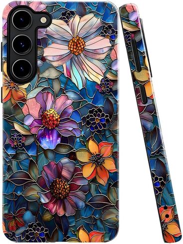 Case for Samsung Galaxy S25 Ultra,Purple Floral Crow Bookshelf Phone Case Drop Resistant Glossy 2 in 1 Solid Dual-Layer Cover for Girl Women in Kuwait