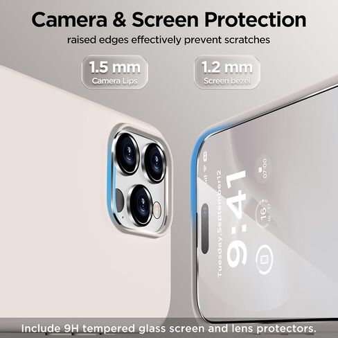 حافظة مغناطيسية لهاتف iPhone 16 Pro Max، متوافقة مع Magsafe، حامل الهاتف بكأس الشفط، [حامي شاشة] [واقي الكاميرا] غطاء هاتف واقٍ من السيليكون مقاوم للصدمات مقاس 6.9 بوصة، حجري in Saudi Arabia