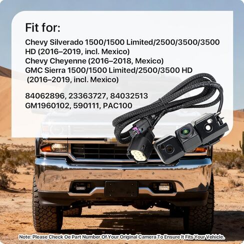 84062896 Rear View Camera Replacement for Chevy Silverado 1500 2500 3500 2016-2019 & GMC Sierra 1500 2500 3500 2016-2019, OE Backup Cam Replaces 23363727, 84032513, 590111, PAC100 by GreenYi in Saudi Arabia