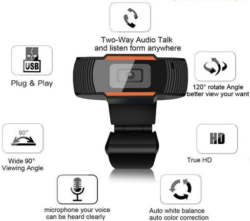 720P high-Definition USB Network Camera with Microphone, Laptop, Desktop Video Recording Device, rotatable in Saudi Arabia