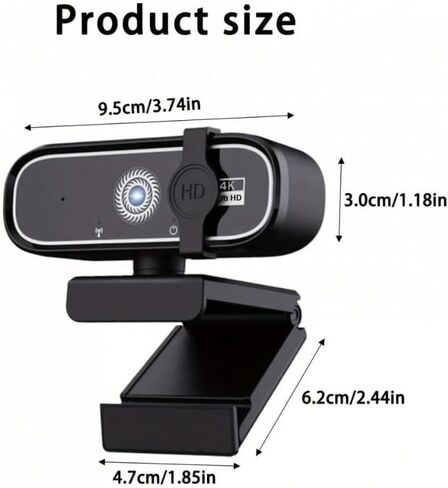 كاميرا ويب FHD 4K مع تركيز تلقائي، وكاميرا سطح مكتب USB، وكاميرا ويب سوداء، وميكروفون مدمج لعقد مؤتمرات الفيديو، والاجتماعات عبر الإنترنت، ومشبك عالمي جاهز للحامل ثلاثي القوائم يناسب أجهزة الكمبيوتر المحمولة وشاشات LCD. in Kuwait
