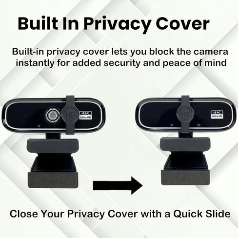 كاميرا ويب FHD 4K مع تركيز تلقائي، وكاميرا سطح مكتب USB، وكاميرا ويب سوداء، وميكروفون مدمج لعقد مؤتمرات الفيديو، والاجتماعات عبر الإنترنت، ومشبك عالمي جاهز للحامل ثلاثي القوائم يناسب أجهزة الكمبيوتر المحمولة وشاشات LCD. in Kuwait