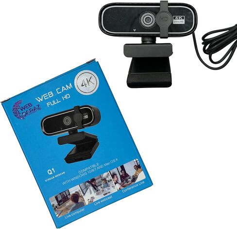 كاميرا ويب FHD 4K مع تركيز تلقائي، وكاميرا سطح مكتب USB، وكاميرا ويب سوداء، وميكروفون مدمج لعقد مؤتمرات الفيديو، والاجتماعات عبر الإنترنت، ومشبك عالمي جاهز للحامل ثلاثي القوائم يناسب أجهزة الكمبيوتر المحمولة وشاشات LCD. in Kuwait