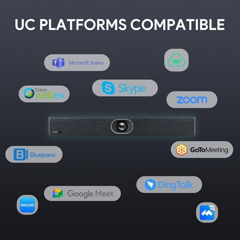 كاميرا مؤتمرات الفيديو Yealink UVC40-BYOD 4K 60FPS USB، معتمدة من Teams Zoom، كاميرا ويب بزاوية واسعة 133 درجة مع 8 ميكروفونات ومكبرات صوت، نظام مؤتمرات الصوت والفيديو لغرف التجمع الصغيرة USB-C in Kuwait