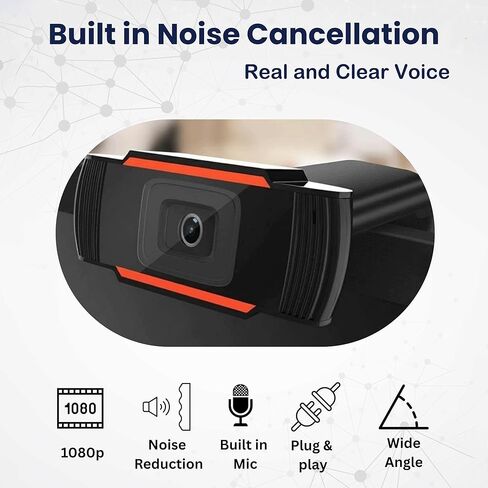 Webcam Webdaraz 1080P HD Autofocus with Stereo Microphone, USB Plug & Play Web Camera for PC/Laptop, Online Classes, Video Calls, Skype, Zoom – W01 in Saudi Arabia