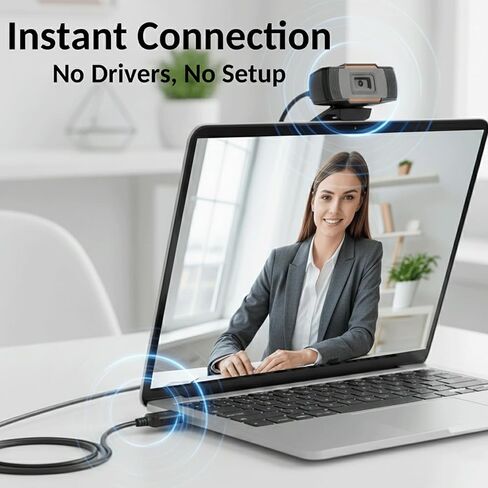Webcam Webdaraz 1080P HD Autofocus with Stereo Microphone, USB Plug & Play Web Camera for PC/Laptop, Online Classes, Video Calls, Skype, Zoom – W01 in Saudi Arabia